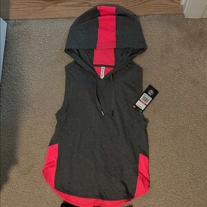 Under Armour Gray and Pink Sleeveless Hoodie w/ Champion running shorts